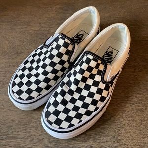 Checkered slip on vans